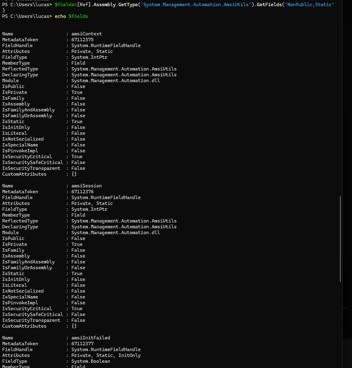 GetFields — private static fields listed