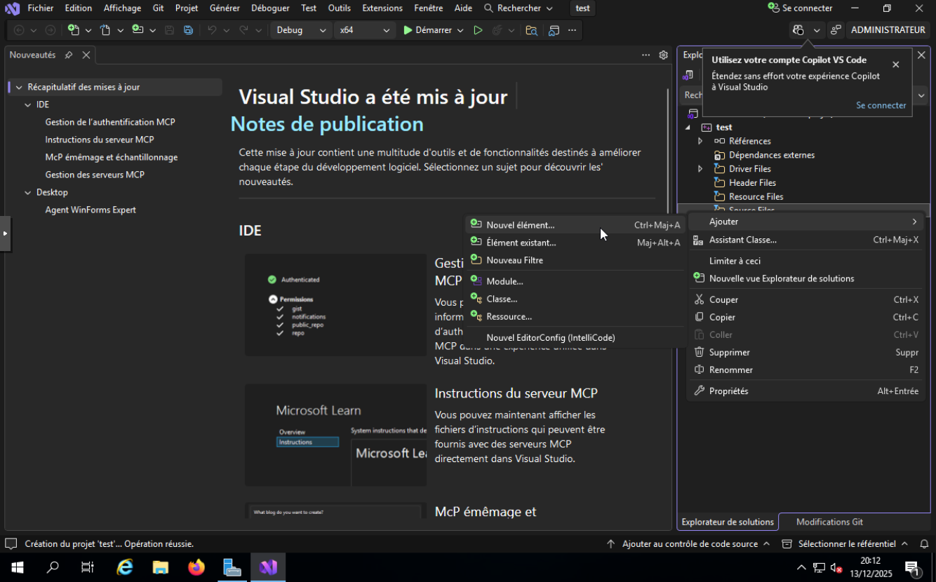 Visual Studio — add new .c source file