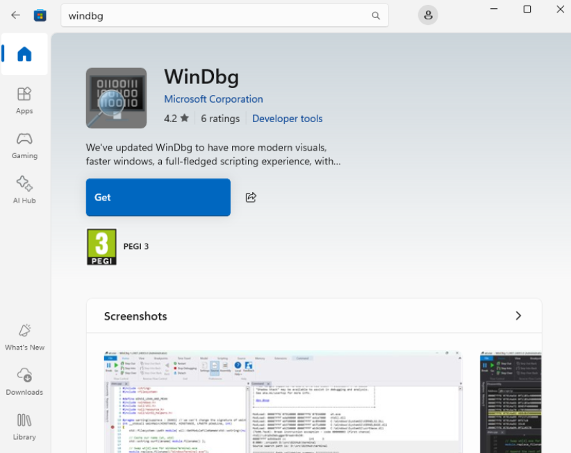 WinDbg — Microsoft kernel debugger interface