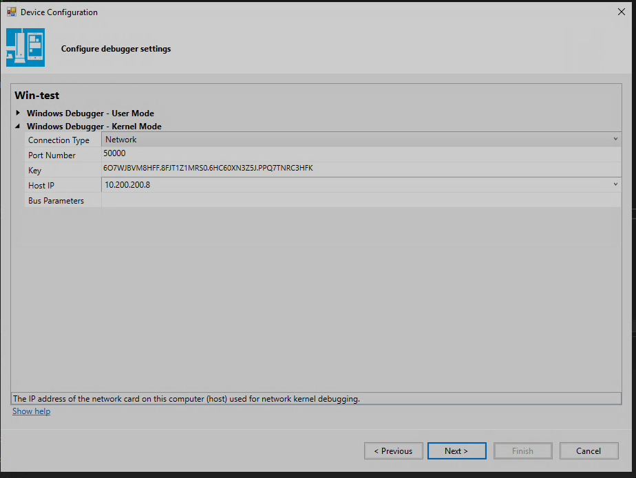 VS — remote debugger target configuration (step 2)