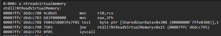 NtReadVirtualMemory — clean assembly (on disk)